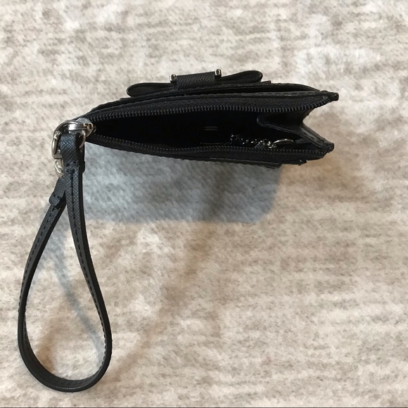 Black Mini Coach Wristlet With Bow - Picture 3 of 5